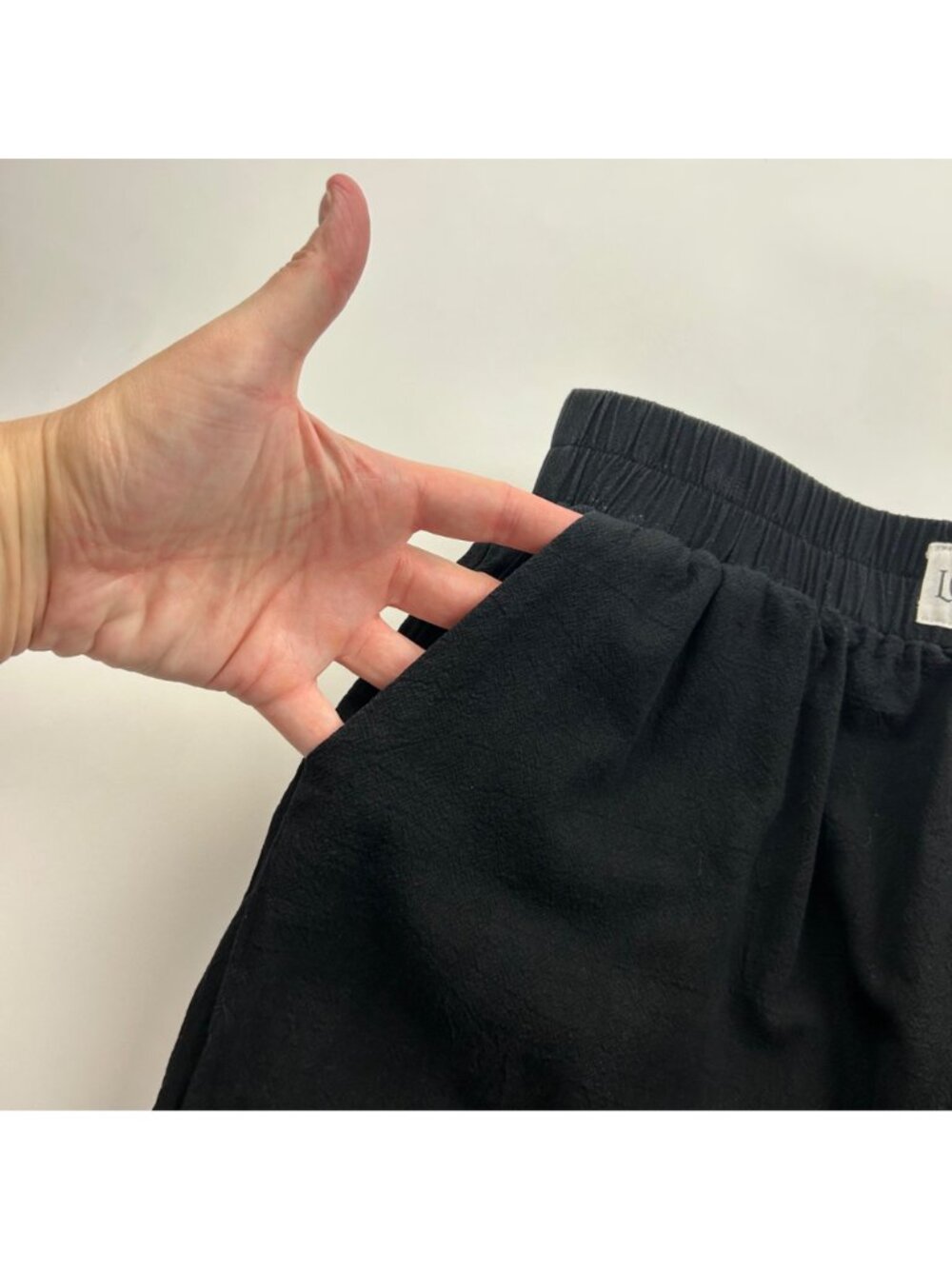 Lomon Black Linen Blend Cropped Wide Leg Lounge Pant S - Picture 3 of 6